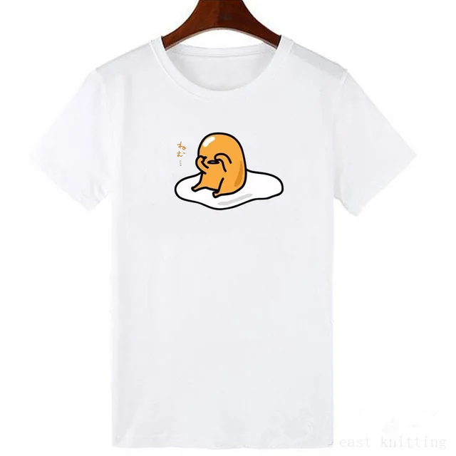 Японская забавная футболка Harajuku Gudetama Lazy Egg Yolk, мужская хлопковая футболка Kawaii с мультяшным принтом, новинка, женская футболка, топы - Цвет: 2