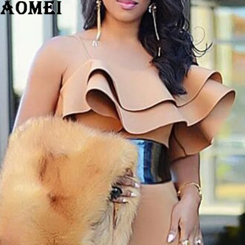 Женское облегающее платье на бретелях спагетти с оборками|Женские платья| |