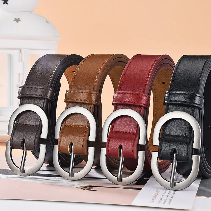

All-match double D buckle ladies belt black simple jewelry youth men's belt fashion jeans belt cowboy belt for woman