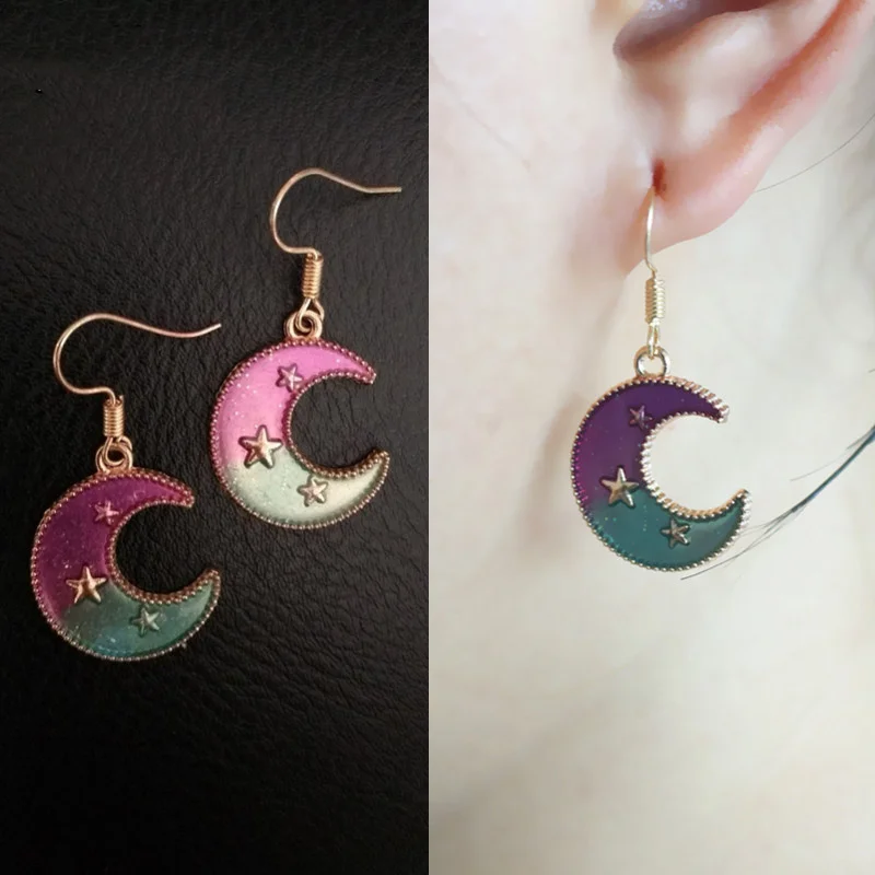 Женские серьги-подвески EC2053 с подвеской в виде Луны звезд Вселенной 2018 |