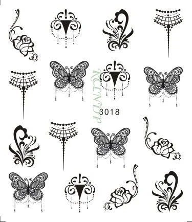 Наклейки для ногтей слайдер украшения с рисунком из роз и бабочек на лотоса клей