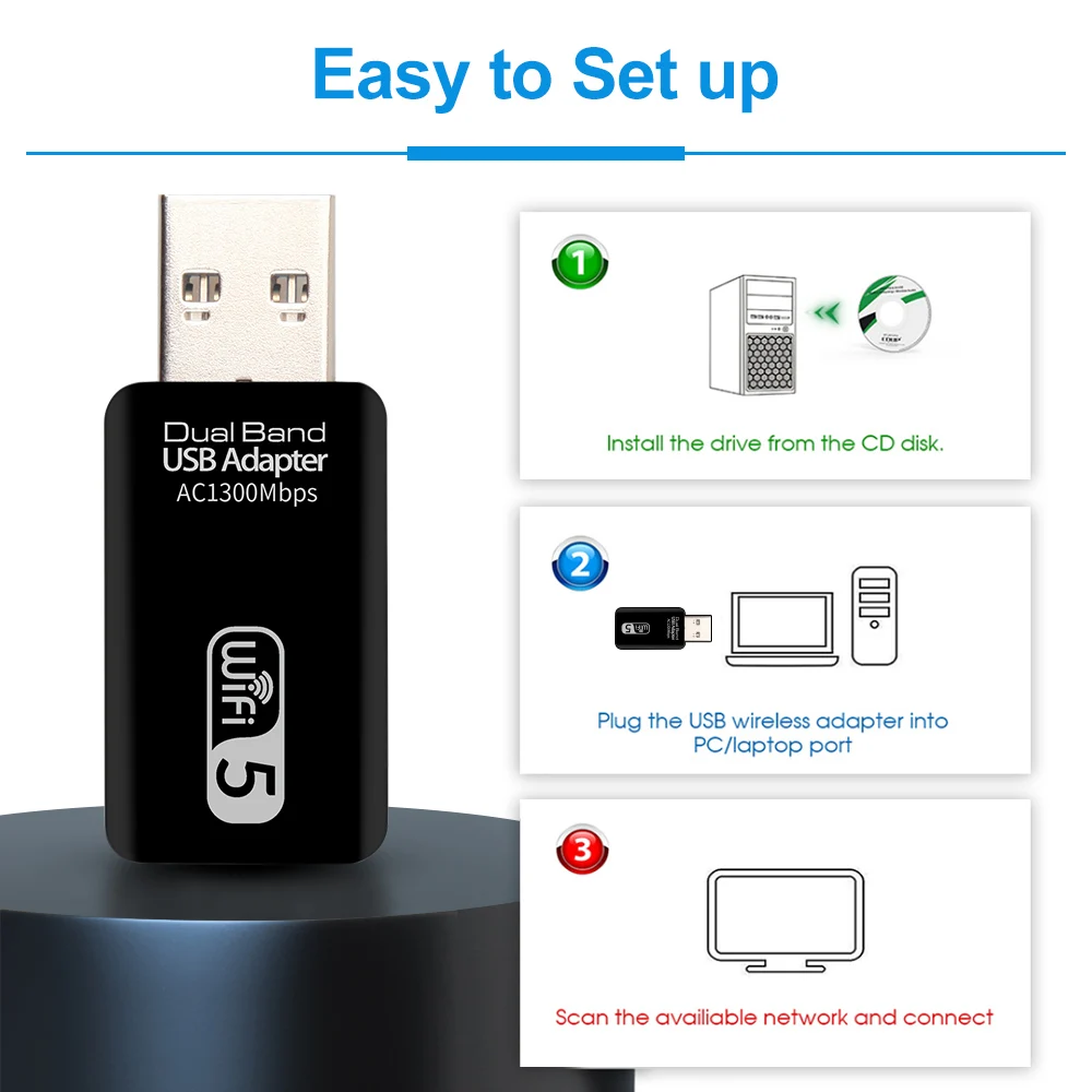 Wi fi usb адаптер 5G Гц переменного тока 1200 Мбит/с Dual Band USB 3 0 Ethernet 2 4G антенной для