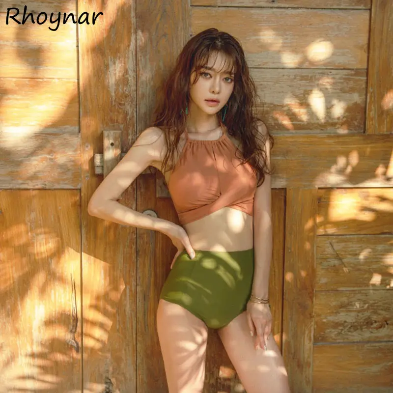 

Комплект бикини, Женский Простой чистый тонкий сексуальный Модный женский купальник для колледжа, пляжа, летний купальник с высокой талией ...