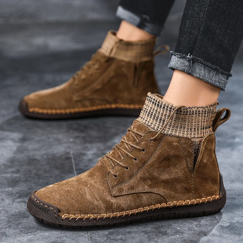 2019 Новинка осени Мужские ботинки высокое качество фланелевые зимние сапоги с