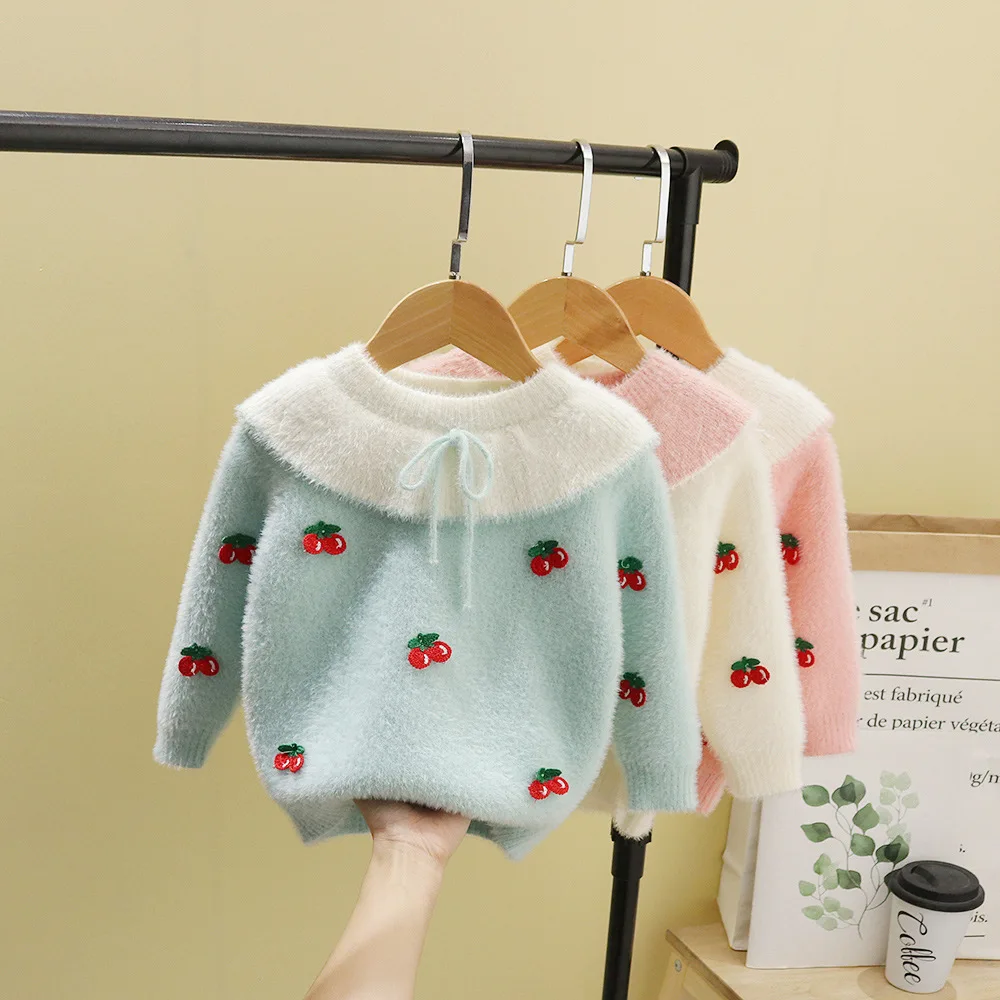 Детские зимние осенние футболки детский пуловер свитера для маленьких девочек