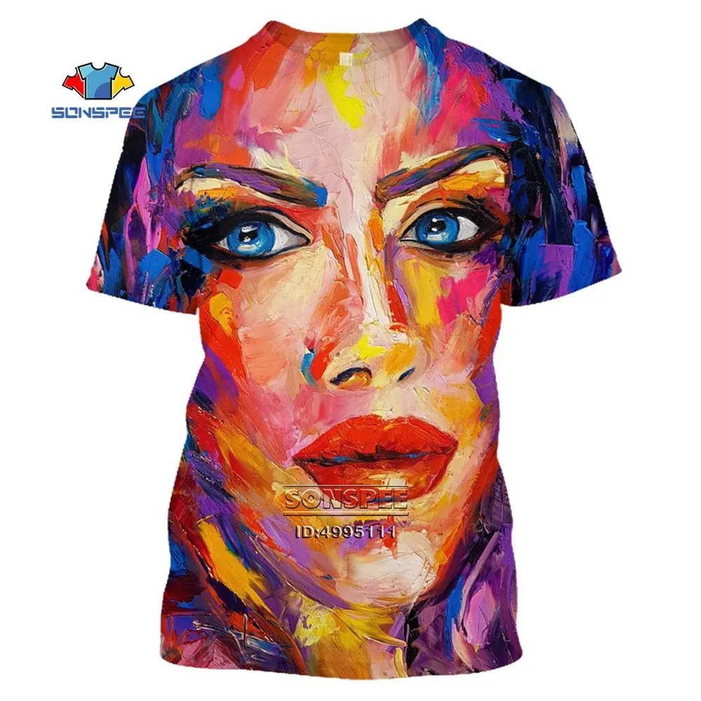

SONSPEE 3D Printing Art Abstract T-shirt Summer Hip Hop Pullover Harajuku Women's Men's Casual Colorful Beauty Short Sleeve Top