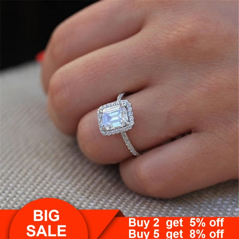 Очаровательной леди обручальное кольцо 925 стерлингового серебра AAAAA