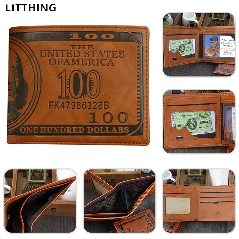 

Litthing High Quality PU Leather Men Wallet Fashion Dollar Price Short Wallet Casual Clutch Money Purse Bag Credit Card Holder