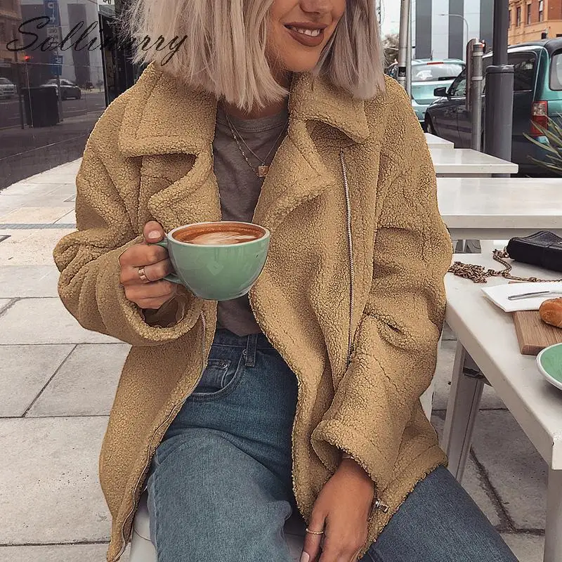 Sollinarry элегантные женские шубы из искусственного меха и куртки осень зима мягкий