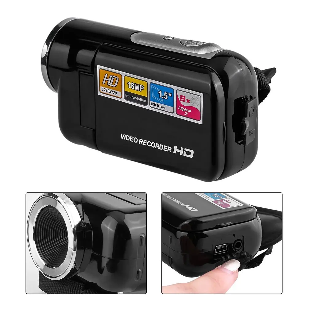 Мини видеокамера Full HD 1080P 16 Мп с 1 5 дюймовым TFT экраном 8X цифровым зумом USB2.0 DV SDHC/SD