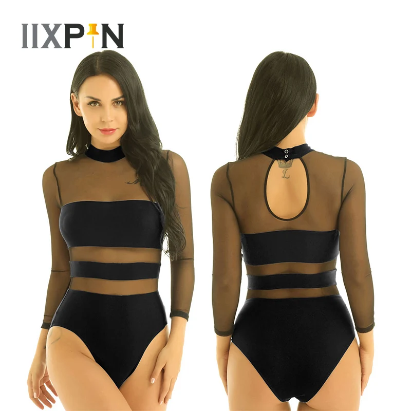 Женский балетный купальник для латиноамериканских танцев сексуальный сетчатый