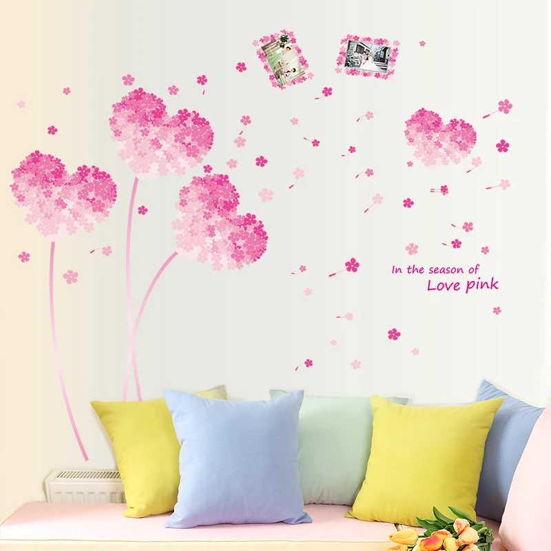 [SHIJUEHEZI] наклейки на стену с розовыми цветами для дома гостиной спальни украшения
