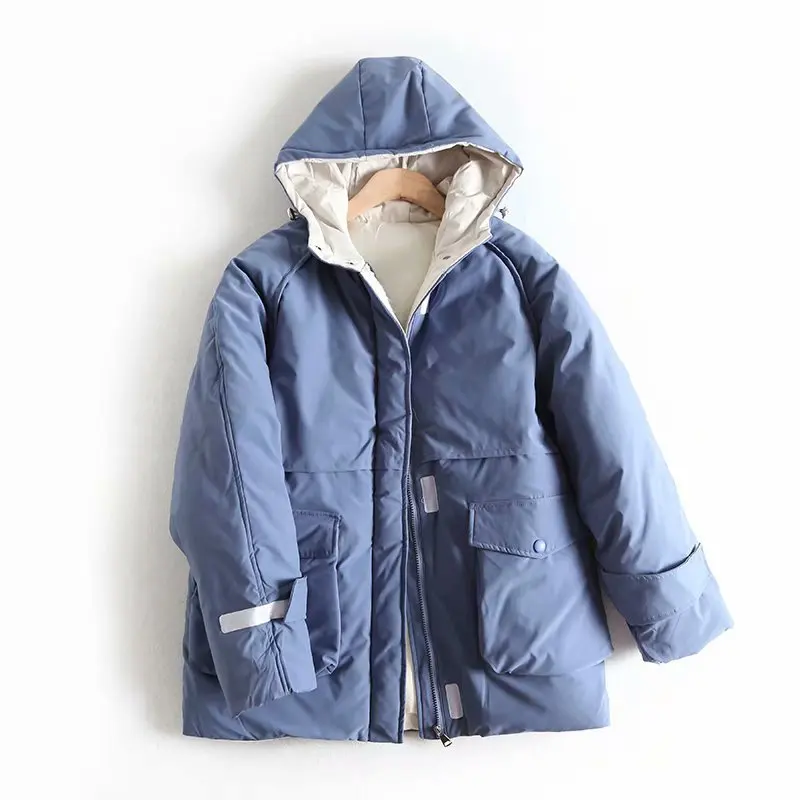 

Красивая зимняя длинная парка на хлопковом наполнителе с капюшоном, толстая свободная зимняя пуховая куртка-30, женское свободное хлопковое...