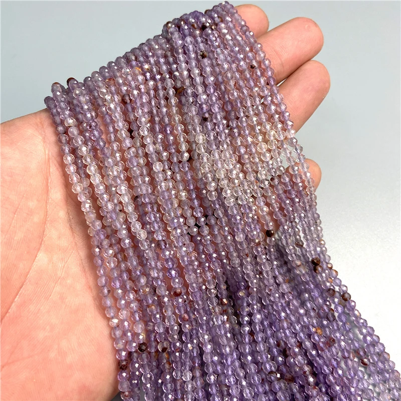 

Натуральный градиентный фантомный кварц светильник-фиолетовый прозрачный граненый круглый 3 мм бисер натуральный драгоценный камень своб...
