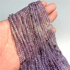 Натуральный градиентный фантомный кварц светильник-фиолетовый прозрачный граненый круглый 3 мм бисер натуральный драгоценный камень свободные бусины DIY Рождественский подарок