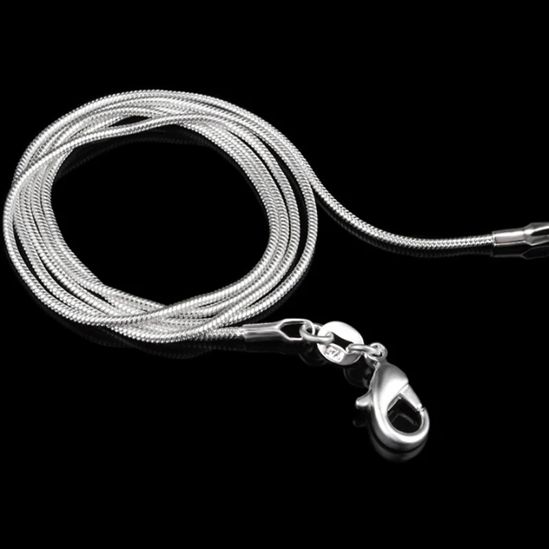 

1Mm Silver Plated Smooth Snake Chain Stamped Choker Necklace For Women Jewelry 16 18 20 22 24 Inch Dropshipping