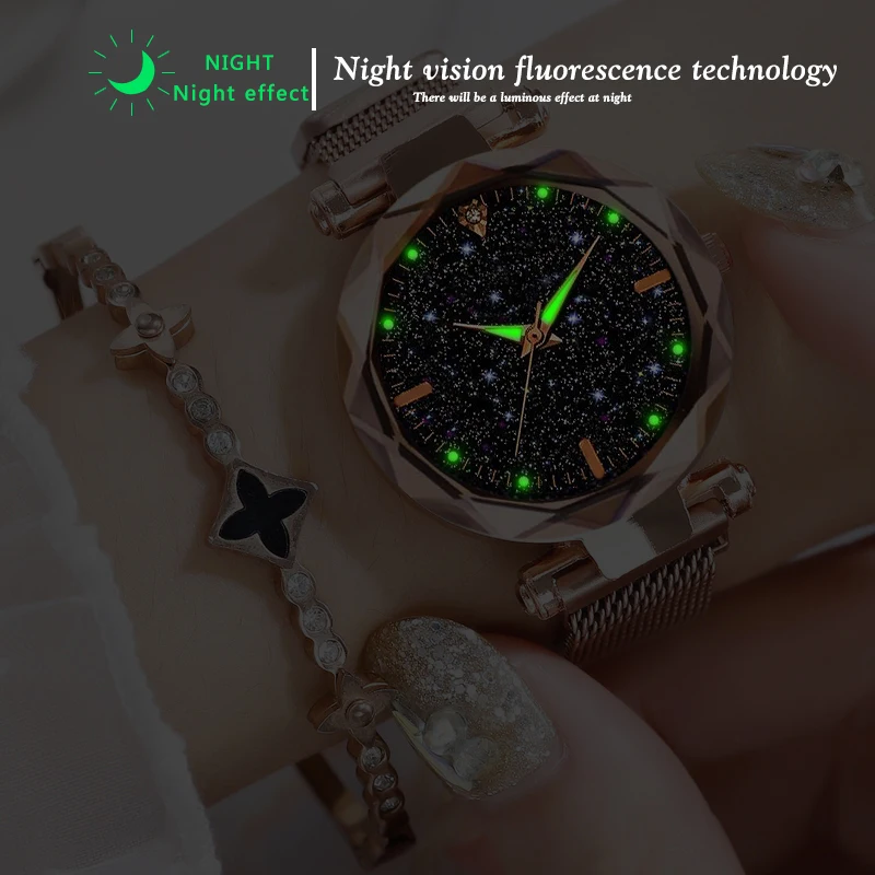 

Luxus Frauen Uhren 2019 Damen Uhr Starry Sky Magnetische Wasserdichte Weibliche Armbanduhr Leucht relogio feminino reloj mujer