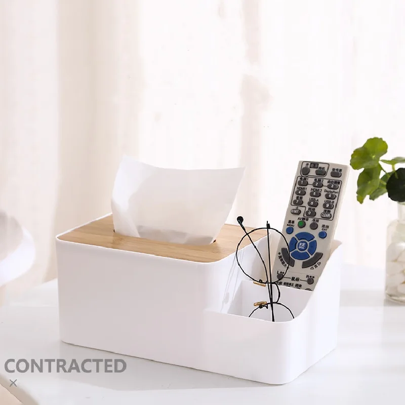 

Simple Tissue Boxs with Bamboo Cover Napkin for Remote-controlled Towel Offices tissue Box Racks Storage for Homes or Shops
