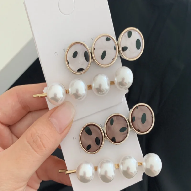 Заколка для волос с леопардовым принтом и жемчугом шикарная комбинированная