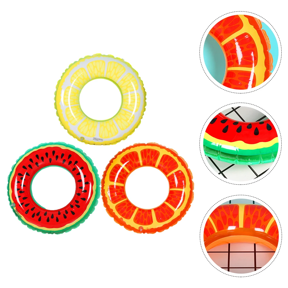 

3pcs Safe Thickened Durable Premium Fruit Design Floating Rings Swimming Rings Inflatable Pool Floats