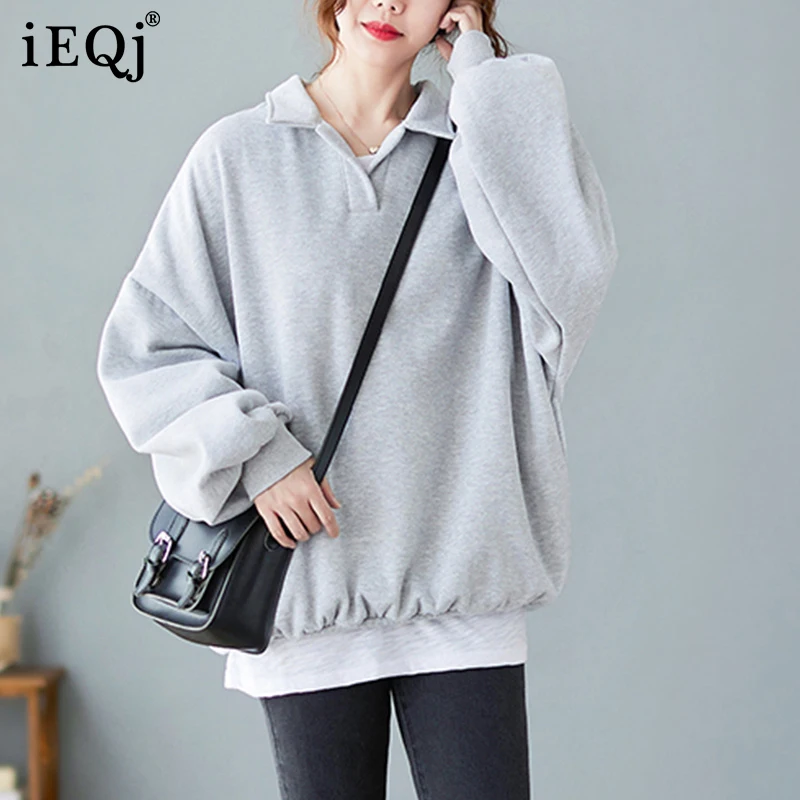 

IEQJ 2021 Autumn Winter New Plush Thickened Pullovers Female Lentern Sleeve Solid Color Loose Warm Top Women's Fashion 3W636