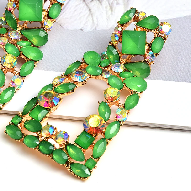 Новые модные геометрические металлические Красочные Стразы серьги подвески