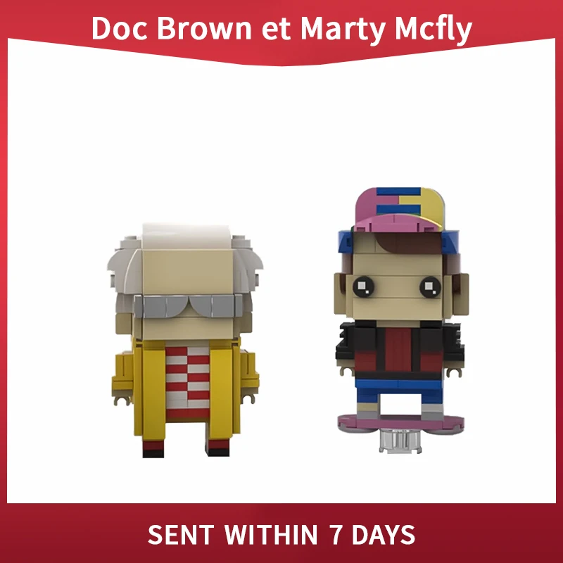 

Doc Brown et Marty Mcfly Bttf Action Figures Model Building Blocks MOC Back to The Future Breakheadz Bricks Toys for Children