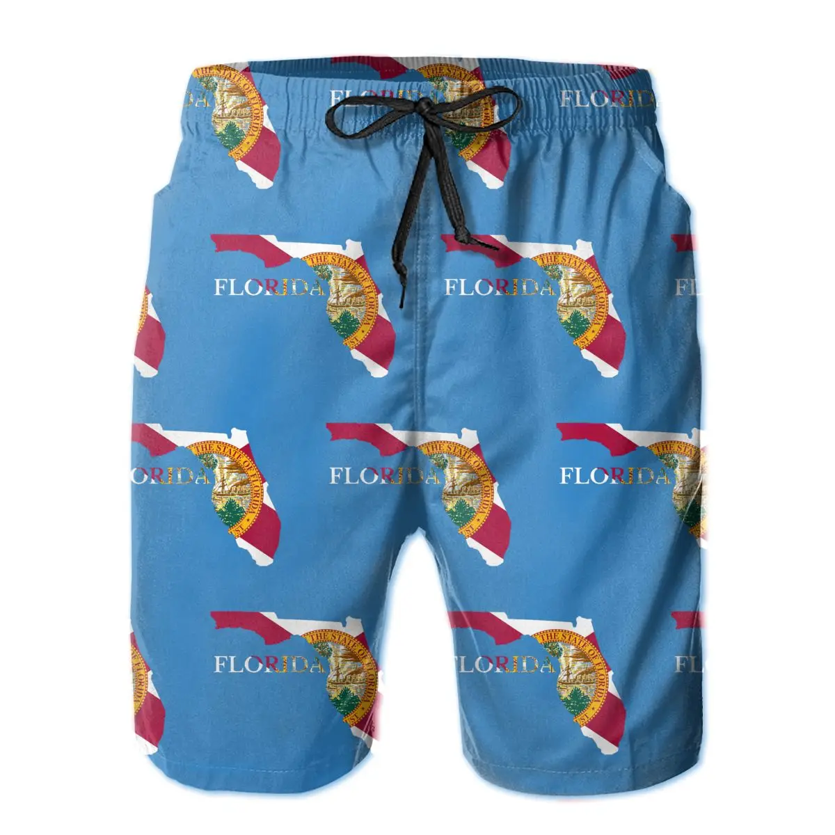 

Summer Men Causal Shorts Breathable Quick Dry Funny Novelty R282 Loose Florida Map Flag Male Shorts