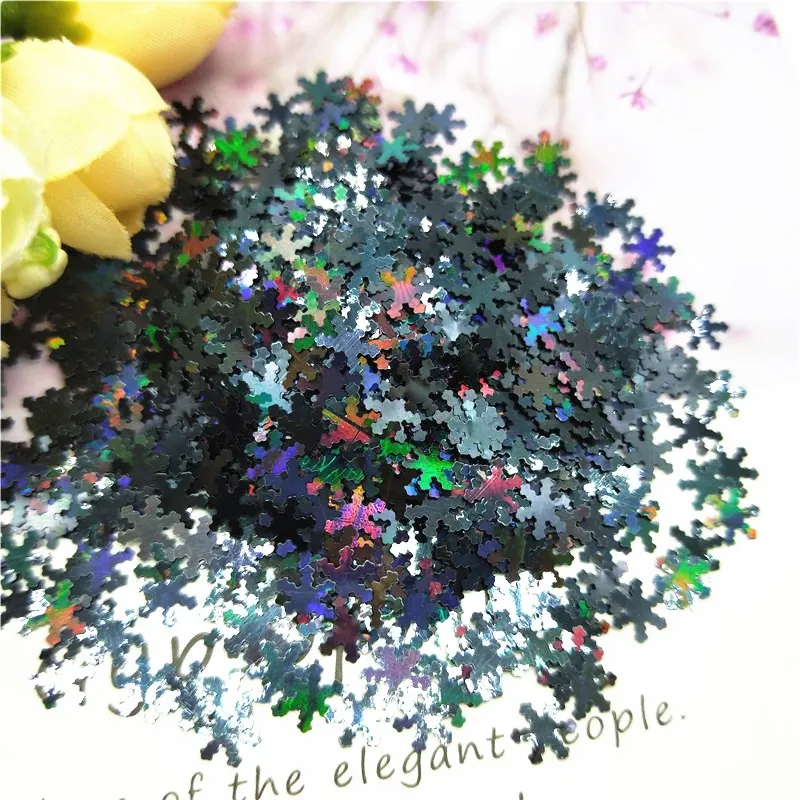 Ультратонкая 3D блестка для ногтей 5 мм Снежинка Лазерная блестка из ПЭТ для украшения ногтей боди-арт живопись для ногтей DIY Декор 10 г
