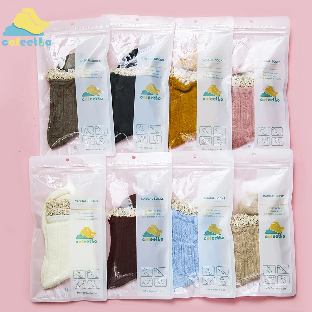 

Cute Lace Cotton Socks Solid Color Women Soft Accessories Kawaii Long Princess Socks for Girls Female Autumn Winter Footwear