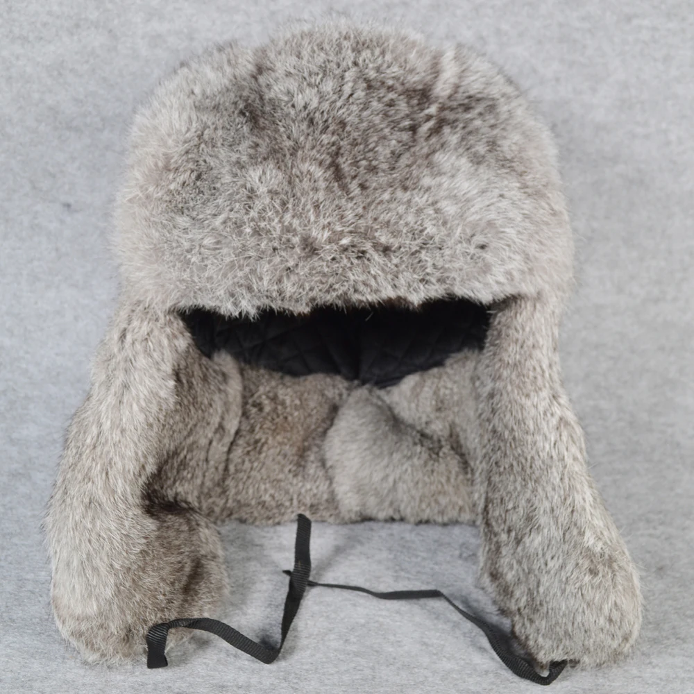 Лидер продаж Мужская зимняя шапка бомбер из натурального кроличьего меха