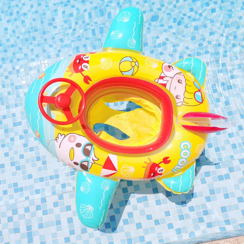

New Cute Cartoon Baby Pool Floats Swimming Ring Inflatable Circle Baby Seat With Steering Wheel Summer Beach Party Pool Toys