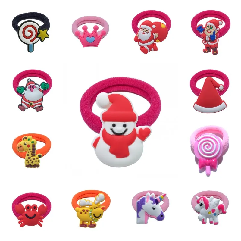 

1pcs PVC cute Elastic Hair Rubber Band Headbands Kids Hair Accessories Girl Hair Band Cartoon Party Supply Kid Gift Party Favor