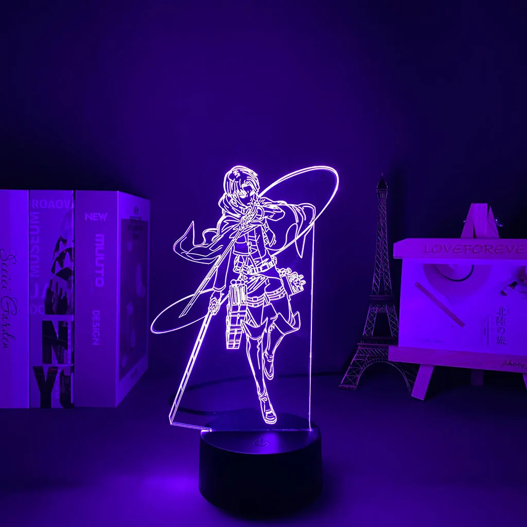 

3D Lamp Anime Attack on Titan Levi Ackerman light for Bedroom Decoration Kids Gift Attack on Titan LED Night Light