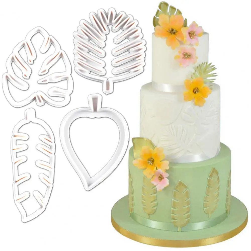 

Hot Sales 4Pcs Cake Mold Leaf Shape DIY Crafts Supplies Plastic Decorating Biscuits Cookies Cutter for Home