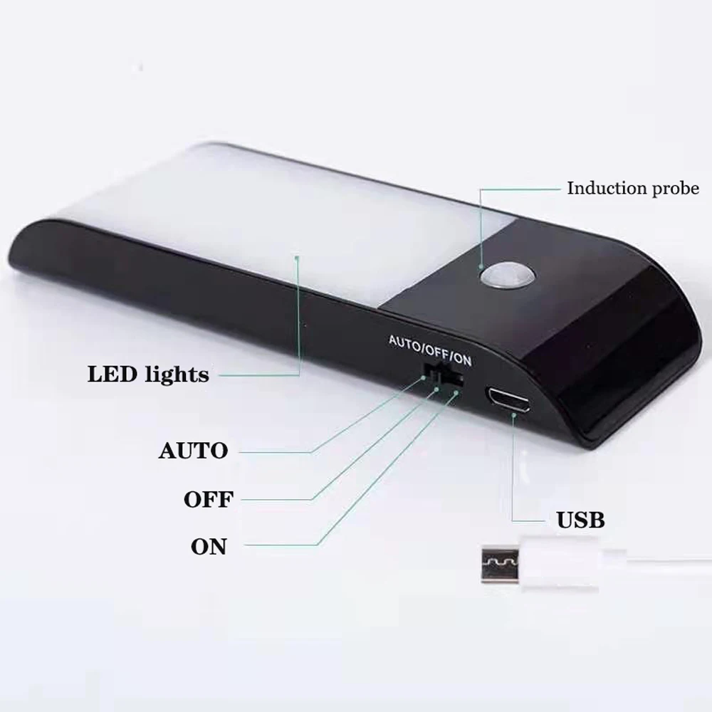 

12 LED Closet Light USB Rechargeable Intelligent Human Body Induction Sensor Kitchen Stairs Bedroom Wardrobe Lamp Night Light