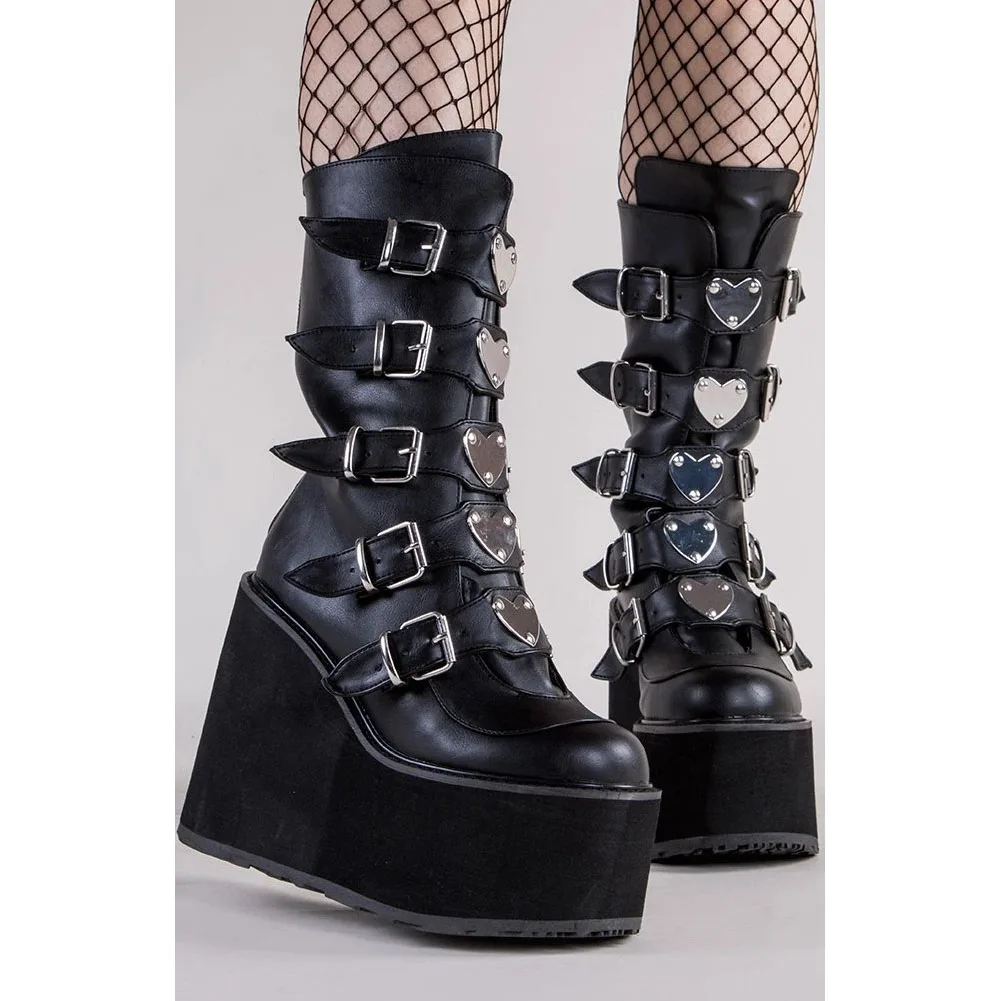 

SARAIRIS Fashion Wedges Heel Plus Size 43 Metal Decoration Street Style Modern Boots Comfy Platform Women Shoes