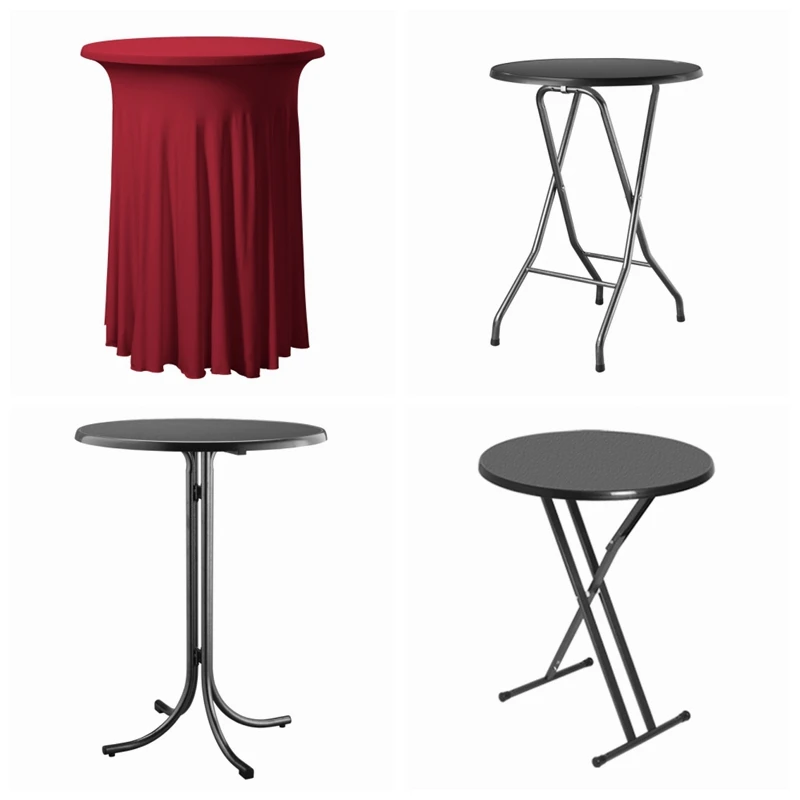 

Ruffled Lycra Spandex Cocktail Table Cover Wedding Table Cloth Festival Event Decoration