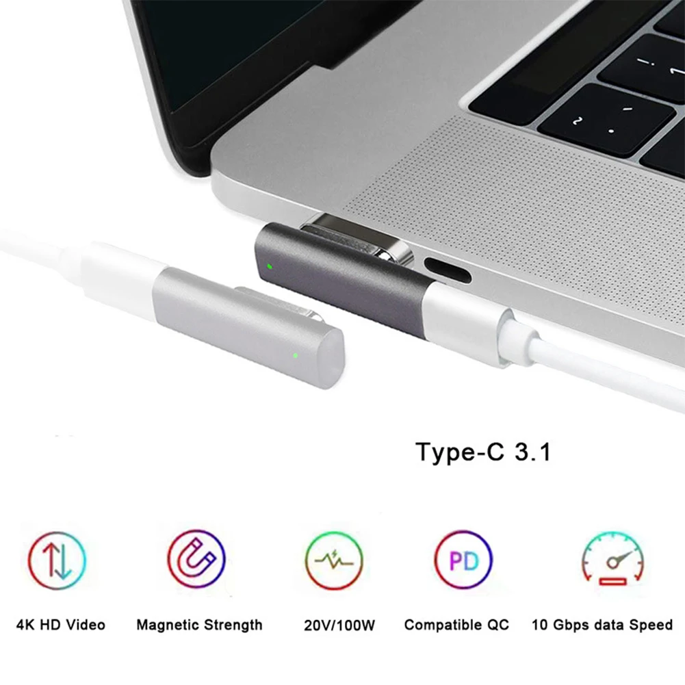 Магнитный адаптер USB C на 20 контактов преобразователь 3 1 100 Вт PD 4K видео передача