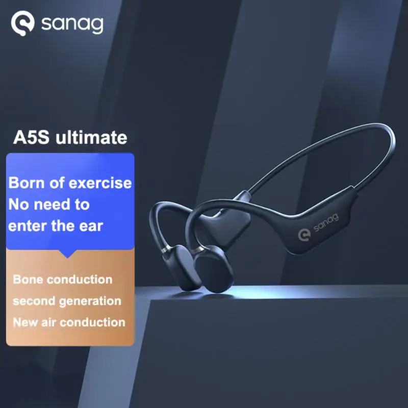 

Гарнитура проводящая воздух второго поколения Sanag A5S с костной проводимостью, Bluetooth-совместимая Водонепроницаемая беспроводная Спортивная ...