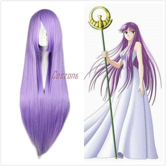 Аниме Сейя Саори Кидо Афина Фиолетовый Длинные прямые термостойкие