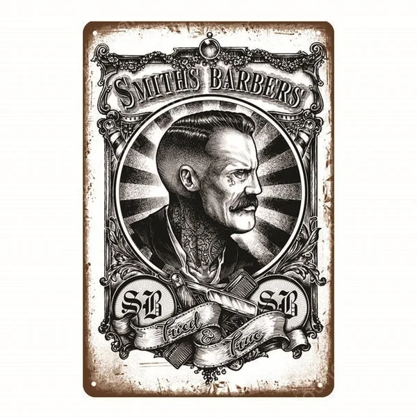 

Barber Shop Metal Signs Haircuts And Shaves Advertising Decorative Board Home Wall Decor Hairdresser Gift Vintage Poster YI-165