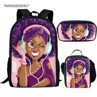 twoheartsgirl teen girls school bag sets stylish afro girl bookbags unique black african american lady schoolbags mochila