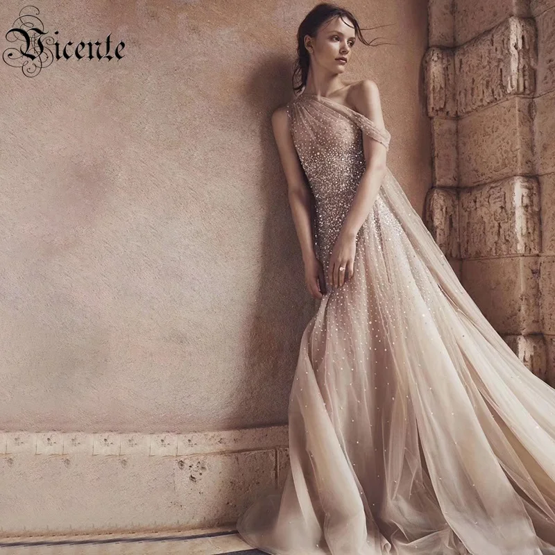 VC Бесплатная доставка новинка 2020 шикарное платье сексуальное на одно плечо с