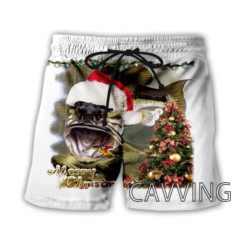 Пляжные шорты CAVVING с 3D принтом Счастливого Рождества рыбы уличная одежда