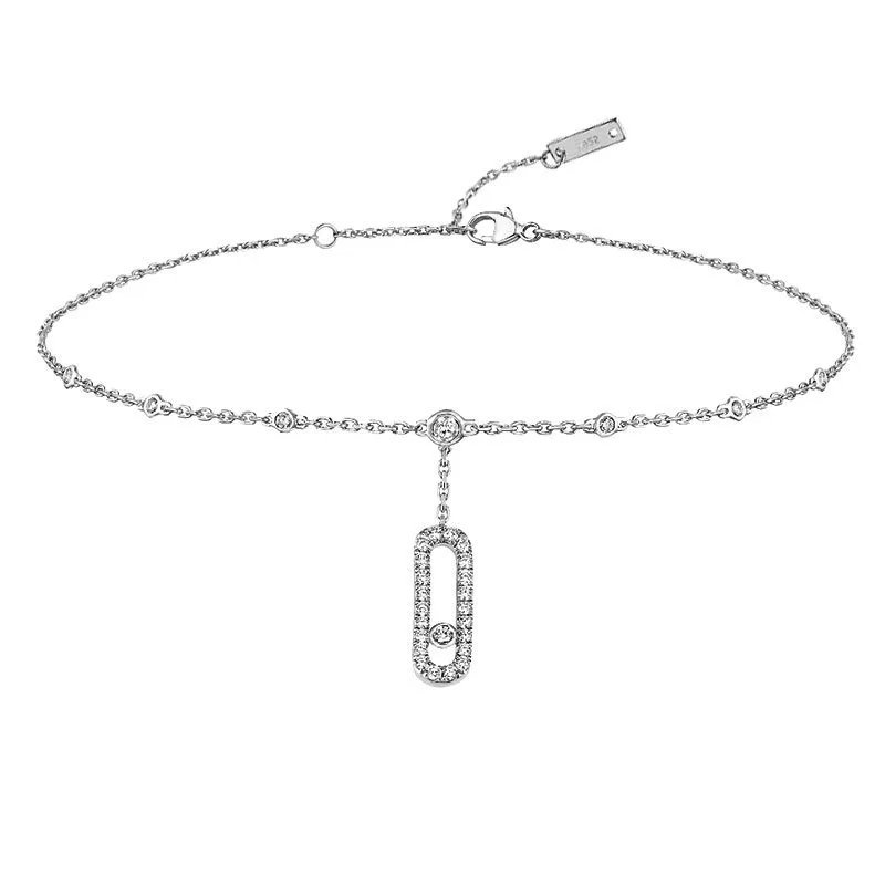 

INS Fashion Real 925 Sterling Silver anklet Rhinestone Tennis Chain Foot Chain for Women Summer Beach Anklet Barefoot Chain