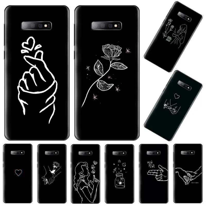 

Black and white lines love Phone Case For Samsung Galaxy S7 S8 S9 S10 S10e S20 s21 s30 plus lite Ultra 5g
