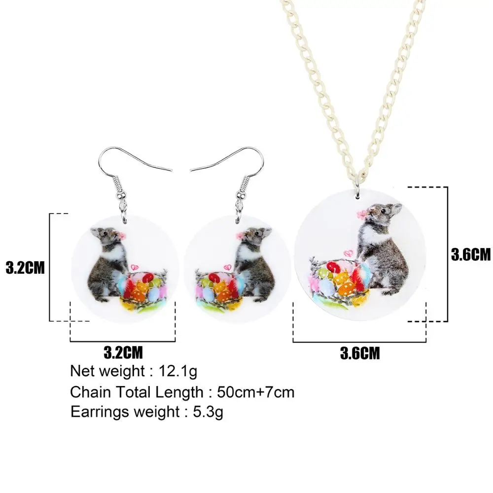 ARWA акриловые круглые пасхальные яйца заяц кролик Ювелирные наборы большие