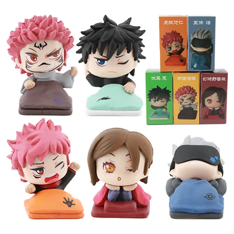 

5 шт./компл. аниме, фигурка юютсу кайсена, милая фигурка годжо Сатору итадора, Yuji Fushiguro Megumi Kugisaki, Спящая экшн-фигурка из ПВХ, игрушка