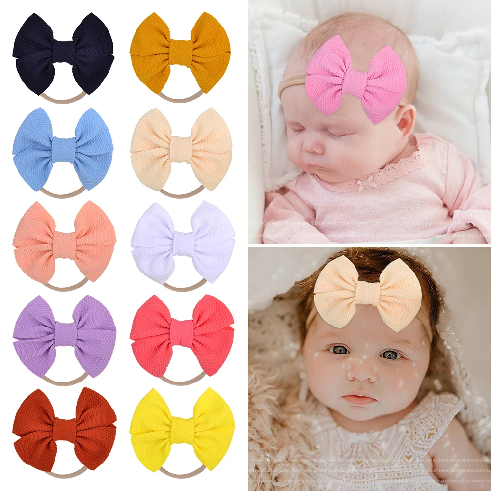 4 7 дюйма однотонная нейлоновая повязка с бантиками для маленьких девочек